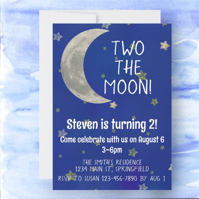 Invitation Deux La Lune 2ème anniversaire (Créateur téléchargé)