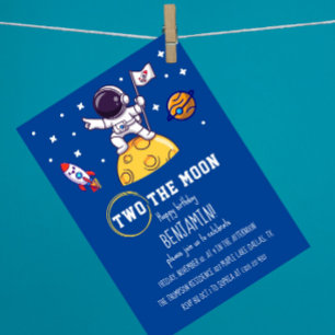Invitation Deux La Lune Deuxième fête d'anniversaire Enfants 