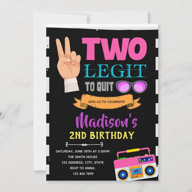 Invitation Deux légendes pour quitter la fête d'anniversaire  (Devant)