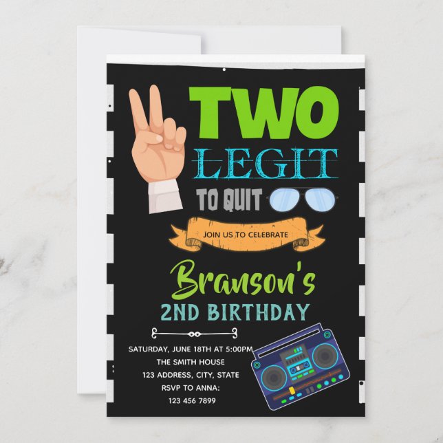 Invitation Deux légendes pour quitter la fête d'anniversaire  (Devant)