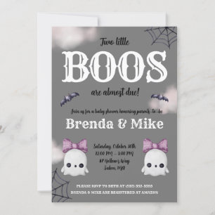Invitation Deux Little BOOS sont presque dus! Baby shower fan