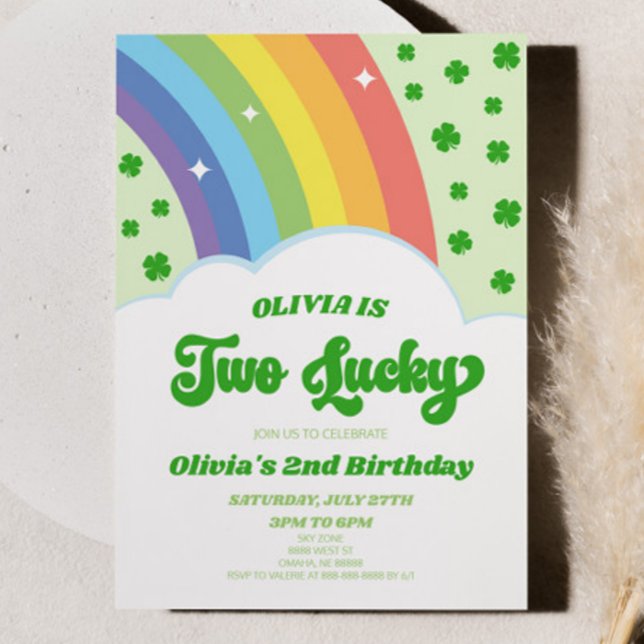 Invitation Deux Lucky St. Patrick's Day 2e fête d'anniversair (Créateur téléchargé)