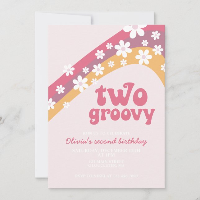 Invitation Deux marguerite Super boho floral 2e anniversaire (Devant)
