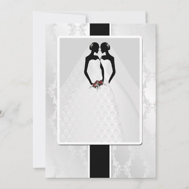 Invitation Deux Mariées En Mariage De Gowns De Mariage (Devant)