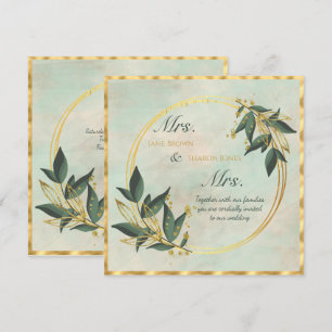 Invitation Deux mariées Lesbienne Aquarelle Verdure Mariage I