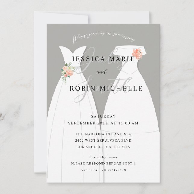 Invitation Deux mariées Mariage habiller Lesbiennes Couples D (Devant)