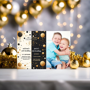 Invitation deux mignon jumeau noir simple moderne Joint Anniv