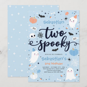 Invitation Deux mignonette Éffrayante Halloween Ghost 2e fête