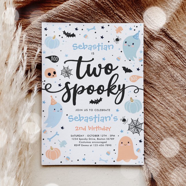 Invitation Deux mignonette Éffrayante Halloween Ghost 2e fête (Créateur téléchargé)