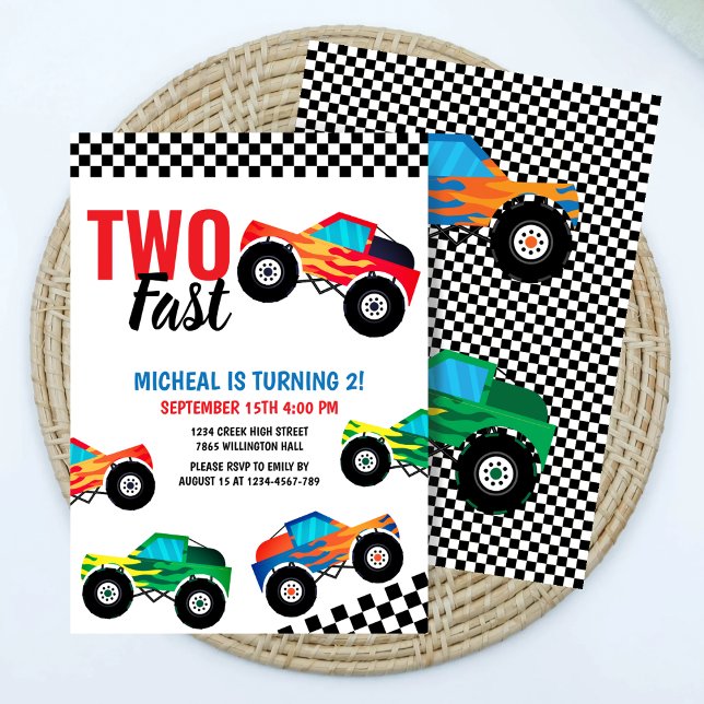 Invitation Deux Monstres Rapides de Course de Camion 2e Anniv (Créateur téléchargé)