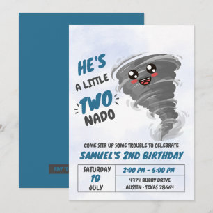 Invitation Deux Nado Tornado Deuxième fête d'anniversaire