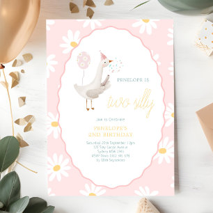 Invitation Deux Oie Idiote Fille Daisy 2e Anniversaire