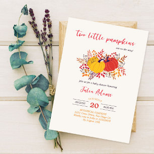Invitation Deux petites citrouilles tombent jumeaux bébé douc