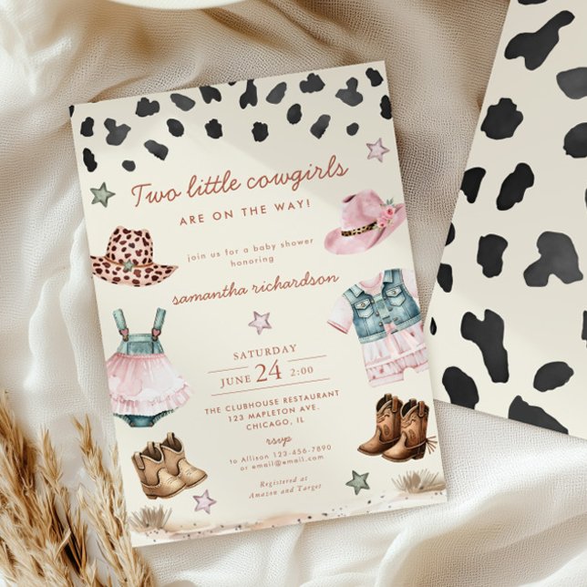 Invitation Deux petites cowgirls jumelles en chemin baby show (Créateur téléchargé)
