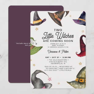 Invitation Deux Petites Sorcières Baby shower d'Halloween Twi