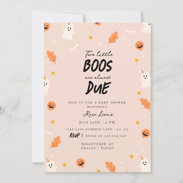 Invitation Deux petits bowling sont presque dus baby shower j (Devant)