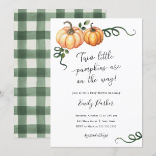 Invitation Deux petits citrouilles en chemin Twin Baby shower