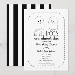 Invitation Deux Petits Fantômes Jumeaux BOOS Fête Prénatale d