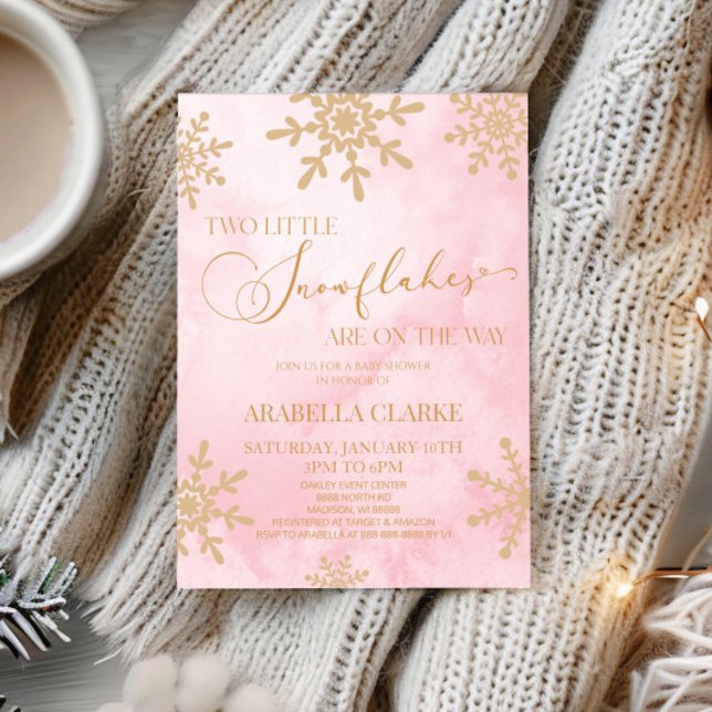 Invitation Deux petits flocons de neige Baby shower jumeaux d (Créateur téléchargé)