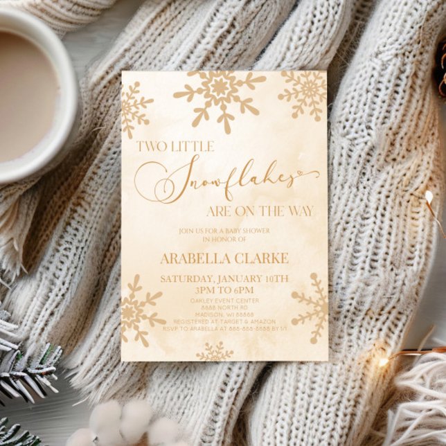 Invitation Deux petits flocons de neige Baby shower jumeaux d (Créateur téléchargé)