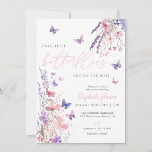 Invitation Deux Petits Papillons Baby Shower Code QR Photo