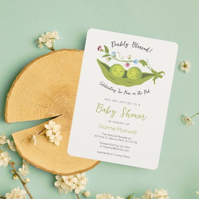 Invitation Deux petits pois dans un Baby shower à pois jumeau (Créateur téléchargé)