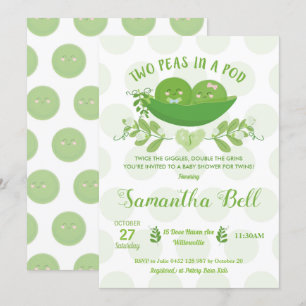 Invitation Deux petits pois dans un Baby shower de pod Invita