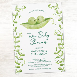 Invitation Deux petits pois dans une cosse Fête de naissance
