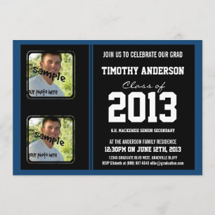 Invitation Deux photos de Sporty Boy Grad Black et Monaco Blu
