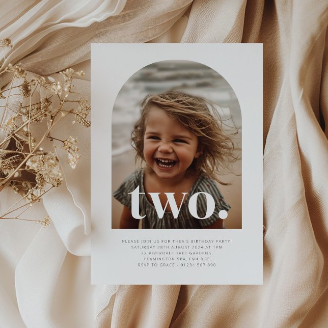 Invitation Deux photos en arc Anniversaire (Zazzle Two Arched Photo Birthday Invitation )