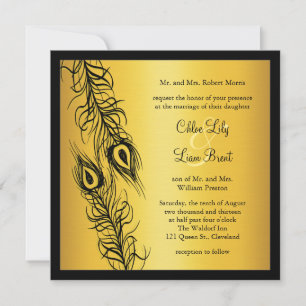 Invitation Deux plumes de paon