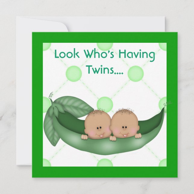 INVITATION DEUX POIS DANS UN BABY SHOWER DE COSSE JUMELLE DES (Devant)