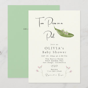 Invitation Deux pois dans un Baby shower de fille de pod