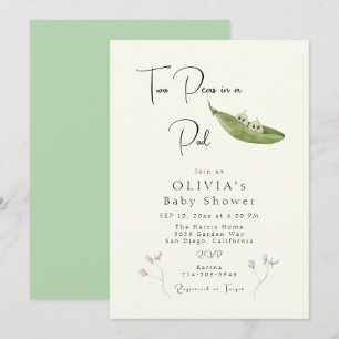Invitation Deux pois dans un Baby shower de pois