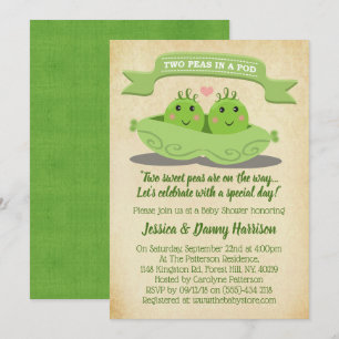 Invitation Deux Pois Dans Un Baby shower Jumeau Pod