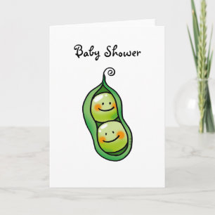 Invitation Deux pois dans un pod, baby shower jumeaux