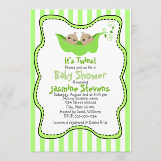 Invitation Deux pois dans une cosse jumelle le baby shower de
