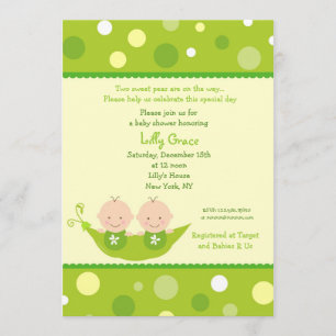 Invitation Deux Pois Dans Une Pod Twins Baby Shower Invitatio