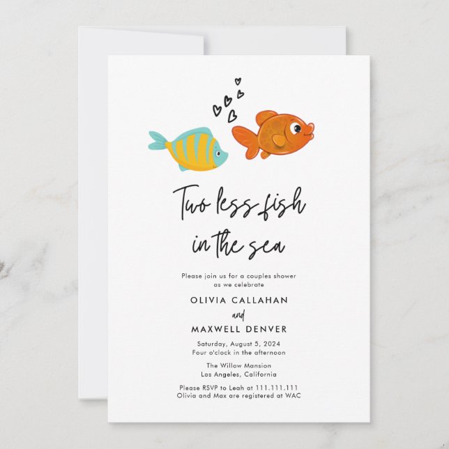 Invitation Deux Poissons De Moins Dans La Mer Couples Invitat (Devant)