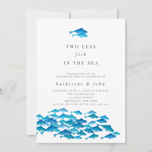 Invitation Deux poissons de moins dans la partie d'engagement (Devant)