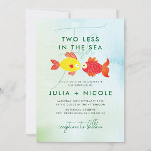 Invitation Deux poissons de moins dans un mariage sous-marin