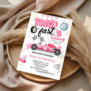 Invitation Deux Rapides 2 Curieux Voiture de Course Rose 2ème