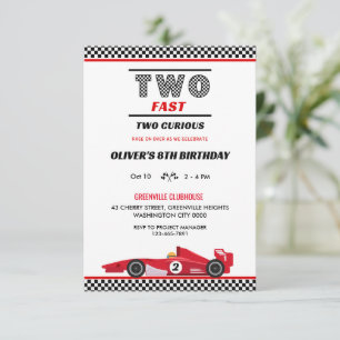 Invitation Deux Rapides Deux Curieux Voiture Rouge Anniversai