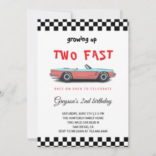 Invitation "Deux rapides ! Race Car 2 Anniversaire Fête Invit