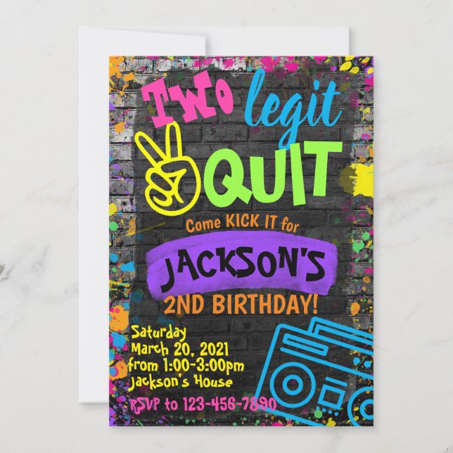 Invitation Deux règles pour quitter l'anniversaire (Devant)
