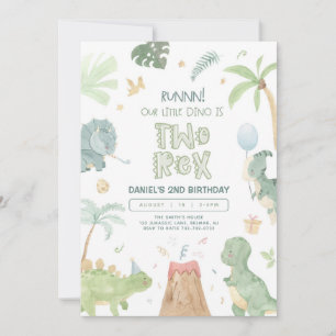 Invitation Deux Rex Notre petit dino Deuxième anniversaire