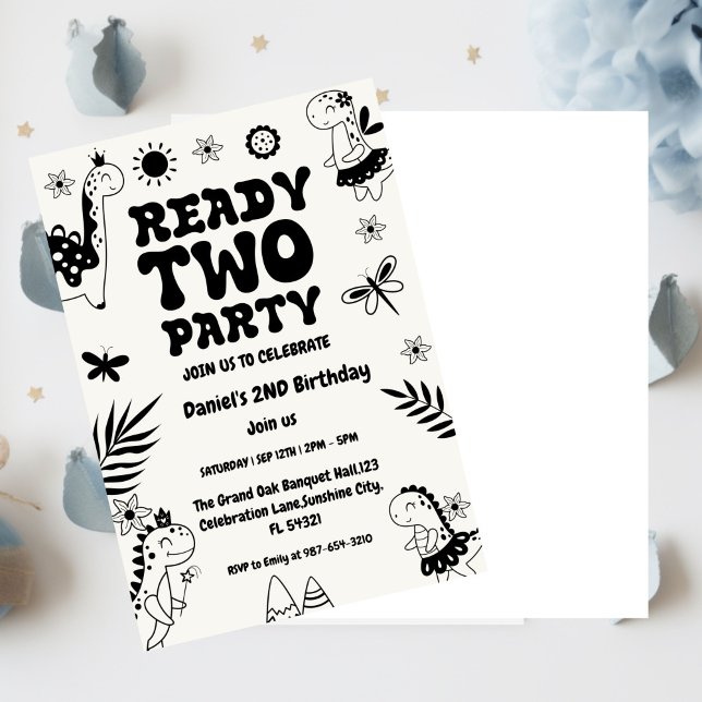 Invitation Deux Rex Ready Deux Fêtes, Garçon Deuxième Fête An (Créateur téléchargé)