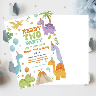 Invitation Deux Rex Ready Deux Fêtes, Garçon Deuxième Fête An