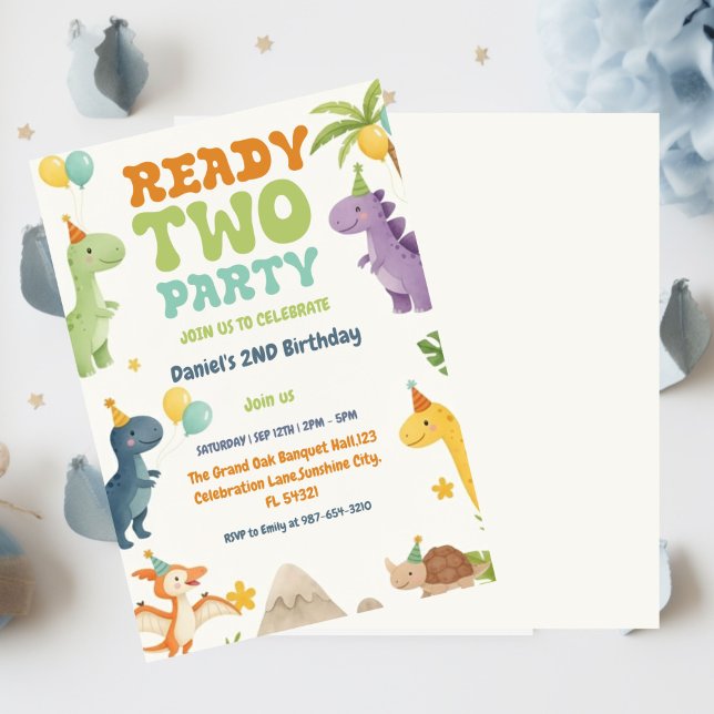 Invitation Deux Rex Ready Deux Fêtes, Garçon Deuxième Fête An (Créateur téléchargé)