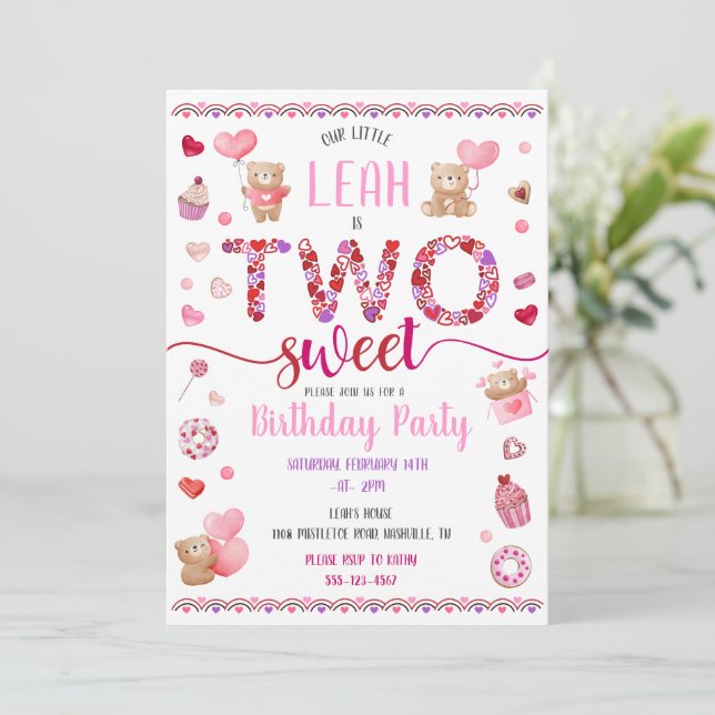 Invitation Deux roses douces 2e anniversaire Saint-Valentin (Debout devant)